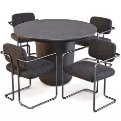 Dining Set CB2 Lola Table and Marc Chairs 3D model