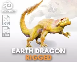 Earth dragon model - reptile monster rigged creature for Blender Low-poly 3D model