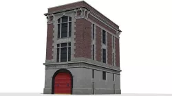 Firehouse brick building Low-poly 3D model