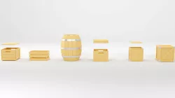 Game wood 3d boxes asset Low-poly 3D model