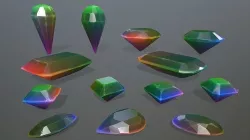 Gem Set of colored gems Low-poly 3D model