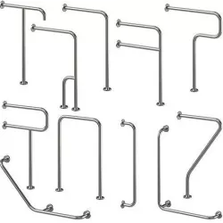 Handrail set of stainless steel railings 3D model