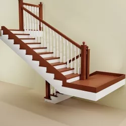 Ladder staircase with wooden treads and railings 3D model