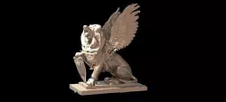 Lion statue With wings Low poly  3D model