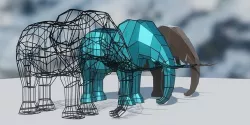 LOW POLY Elephant in snow Low-poly 3D model