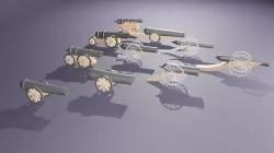 Low-Poly Medieval Cannon Pack Low-poly 3D model