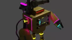 Low Poly Robot X with neon lights 3D model