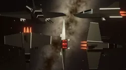 Lowpoly Spacecraft four fighter jets in space 3D model