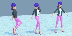 Marinette - 3d Model woman with hair and pants 3D model