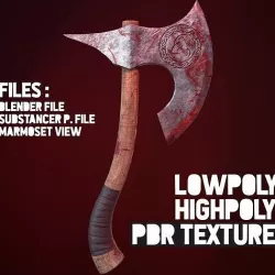 Medieval Viking  Axe Low-poly 3D model