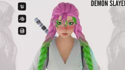 Mitsuri Kanroji - Demon Slayer- Game Ready 3D model - Rigged Low-poly 3D model