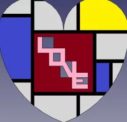 Mondriaan (Mondrian) True Love Heart