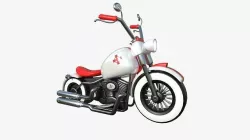 Motorcycle Cartoon A19 White Red - Custom Vehicle Design Low-poly 3D model