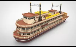 Paddle Streamer Boat Low-poly 3D model