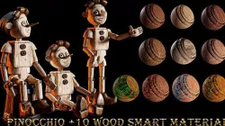 PINOCCHIO WITH 10 WOOD SMART MATERIALS 3D model