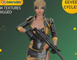 Realistic Girl Character 195 with Cyberpunk Suit -Rigged - 4K Tx Low-poly 3D model