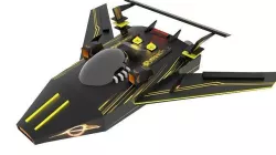 Sci-Fi Space Battleship With Neon Lights C-10 Low-poly 3D model