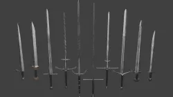 Set of Ten Different Swords Low-poly 3D model