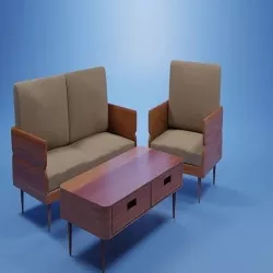 Set Wooden Furniture 7 3D model