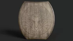 Slavic hybrid shield-painted black deer symbol Low-poly 3D model