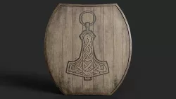 Slavic hybrid shield-painted black Thor symbol Low-poly 3D model