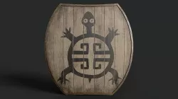 Slavic hybrid shield-painted black turtle symbol Low-poly 3D model