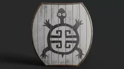 Slavic hybrid shield-painted white with turtle symbol Low-poly 3D model