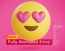 Smiling face with Heart Eyes Animated Emoji Low-poly 3D model