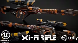 Stylized Sci-Fi Assault Laser Rifle Low-poly 3D model