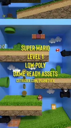 Super Mario Level 1 UPDATED Models Low-poly 3D model