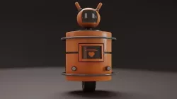 The messenger orange robot Low-poly 3D model