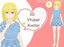 Vroid Cute 3D Female Vtuber Model Avatar  Low-poly 3D model