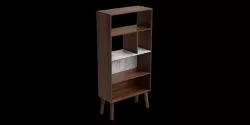 Walnut Wooden With Marble Look Top Bookcase 3D model