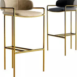 WEST ELM Lenox Velvet Bar Counter Stools 3D model
