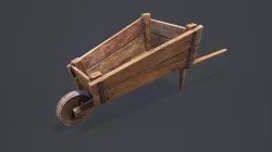 Wheelbarrow wooden Low-poly 3D model