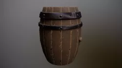 Wooden Barrel with Metal Hoop Game Ready Low P Low-poly 3D model