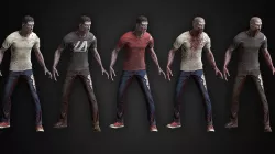 Zombie in Jeans Low-poly 3D model