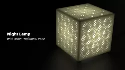 Night Lamp With Asian Traditional Pane