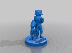 Rocket Racoon and baby Groot with stand
