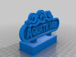 Jurassic World - Aqua Park sign with base