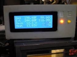 3D Printer Monitor Volts Temperatures Amperes 2 of each  with Arduino code