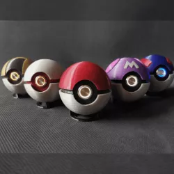 Pokeball with LED Button and Hidden Hinge - Various Models