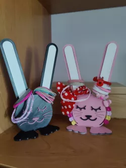Rabbit hair ties hanger rubbers- laser and 3D print