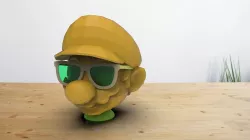 low poly mario bros head