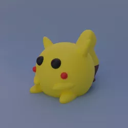 Chubby Pikachu | Pokemon [with low poly version]