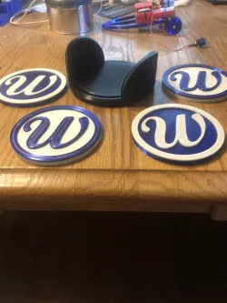 coaster and holder with letter W