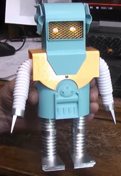 New Foki robot, lit eyes, swinging arms and waking action. N20 gearmotor.