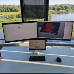 Cable management hole laptop stand