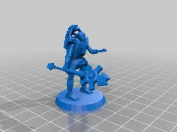 angry space skeleton robot with pistol and sword