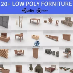27 Forniture Collection  Low-poly  3D model